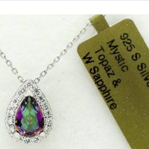 MYSTIC TOPAZ 0.85 Cts & WHITE SAPPHIRE NECKLACE